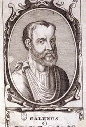 Portrait of Claude Galien (Klaudios Galenos or Claudio Galeno or Claudius Galenus or Galen, c. 131 - c. 201), Greek Doctor. 18th Century Engraving