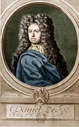 Portrait of Daniel Defoe, English writer and journalist, author of the novel “Robinson Crusoe”