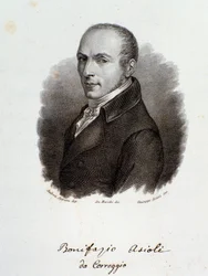 Portrait of Italian composer Bonifazio Asioli. Engraving. 19th century