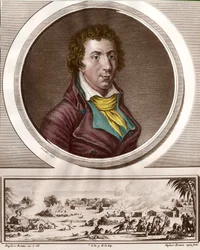Portrait of Jacques Pierre Brissot de Warville (1754-1793), French journalist and politician. He founded the Society of Friends of Black People, a supporter of the abolition of slavery. 18th-century engraving. Private collection.