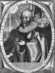 Portrait of Robert Fludd, English doctor and humanist. 18th century engraving