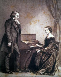 Portrait of Robert Schumann (1810 - 1856), German composer, and Clara Schumann (1819 - 1896), German pianist.