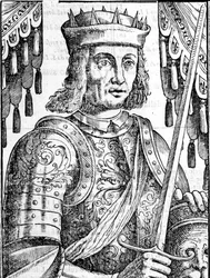 Portrait of Roger II of Hauteville, founder of the monarchy of Sicily. Xilography of the 16th century