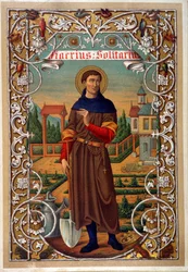 Portrait of Saint Fiacre (gardener, hermitage near Meaux), book n.d. 19th century