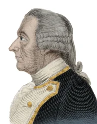 Portrait of Sir Charles Hardy (1714-1780), an English naval officer and governor of Newfoundland (engraving)