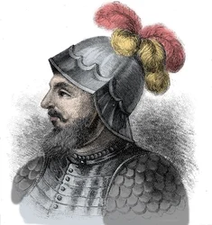 Portrait of Vasco Nunez de Balboa, Spanish Conquistador (Engraving, 19th Century)