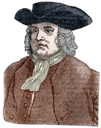 Portrait of William Penn (1644-1718) Founder of Pennsylvania. English religious reformer and columnist.