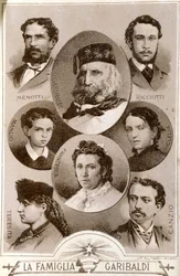 Portrait of the Patriot and Hero of the Risorgimento Giuseppe Garibaldi (1807-1882) and Members of His Family: Menotti, Ricciotti and Teresita, Son of Anita; Stefano Canzio, Wife of Teresita; Francesca Armosino, Third Wife, and Their Children Clelia