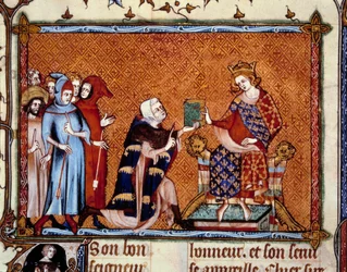 Jean de Joinville (1224-1317) offers his book to Louis King of Navarre future Louis X the hutin