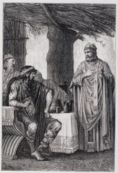 Saint Gregory of Tours opposing Chilperic I, King of Neustria