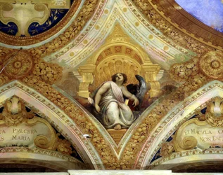 Saint John the Evangelist and the eagle that symbolizes him. Chapel ceiling of the immaculate design, Menton