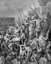Saint Paul is Halted in Jerusalem. 19th Century Engraving