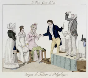 Saltimbanque: Jacques de Falaise the polyphage (he swallows anything, live animals...) - in Le Bon genre, early 19th century