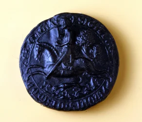 Seal of Simon of Montfort IV (1150 - 1218), he participated in the 5th Crusade in 1202 and the one against the Albigeers in 1209