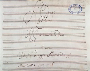 Sheet music page for The coronation of Darius by Giuseppe Aldrovandini