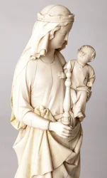 Statue. Madonna and Child. Gift of Mgr Cantineau, dean of the cathedral chapter. 13th century. (detail) bust.