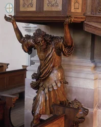 Statue of Samson under the pulpit of the abbey church of Ebersmunster, Alsace