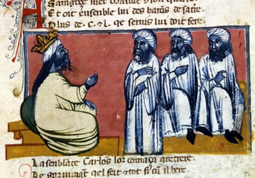 The Caliph of Spain. 14th century manuscript. Bibl. Marciana, Venice