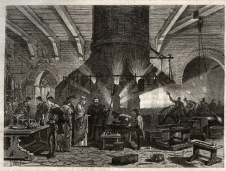 The Doge of Venice visiting the glassworks of Murano - engraving in 