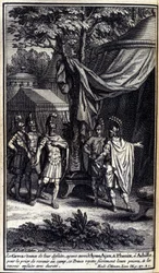 The Greeks, Astonished at Their Defeat, Send Ulysses, Ajax, and Phoenix to Achilles to Pray Him to Return to the Camp (Illustration for Book IX of the Iliad of Homer)