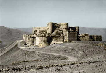 The Krak of the Knights castle fort dating from the period of the Crusades is located in western Syria, in 1930.