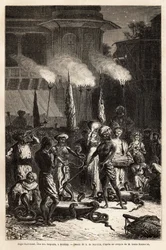 The Pantchami naga, or snake feast, in Bombay, to ensure protection against their deadly bites, long processions of women cross the streets to the outskirts of the temples, where they will find offerings of rice and sugar to the god Krishna, who killed the