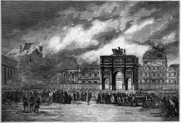 The Paris Commune in 1871. Fire of the palace of the Tuileries during the bloody week (May 22-28)