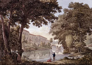 The Stern Bridge in Weimar, Germany. Engraving from 1793