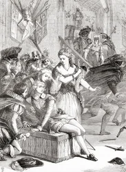 The Assassination of Gustavus III by Jacob Johan Anckarström at a Masked Ball, Stockholm, Sweden, 1792 (engraving)