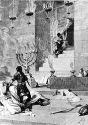 The capture of Jerusalem by Titus around 80 AD. 19th century engraving