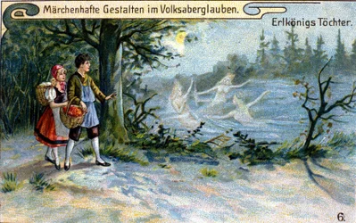 The daughters of the King of the Elves, wonderful character of German mythology