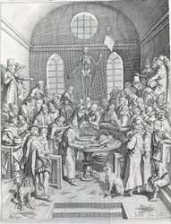 The dissection group of doctors and scientists reunited to follow a dissection in an amphitheatre