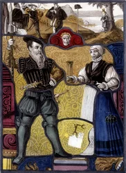 The Legend of William Tell. Engraving from Swiss Stained Glass, Late 16th Century