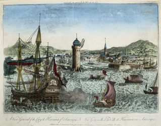 The port of Havana and the surrounding navigation - engraving