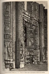 The portico carved of a temple in Tripetty (or Tirupati, in Andhra Pradesh), an important place of Hindu pilgrimage. Engraving to illustrate the journey to the meridional provinces of India