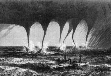 Trombe observed at sea by Mr. Coffinieres de Nordeck. Engraving in 