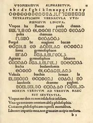 Utopian Alphabet from the 1518 third edition of 
