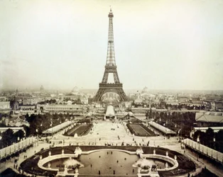View of the 1889 Universal Exhibition in Paris and the Eiffel Tower