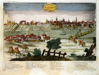 View of the City of Warsaw in Poland. End of the 18th Century