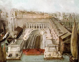 View of the Dry Hold of the Port of Naples Inaugurated in 1852