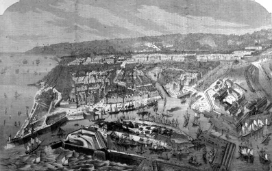 View of the Port of Le Havre. 19th century engraving