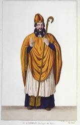 Portrait of Saint Germain, Bishop of Paris (engraving of 1830)