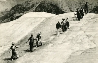 Chamonix: Crossing the Mer de Glace by Tourists with Their Savoy Guide