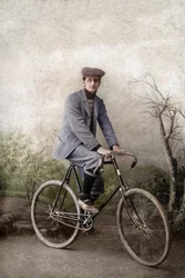 Fernand Ochse on a Bicycle, France, ca 1920