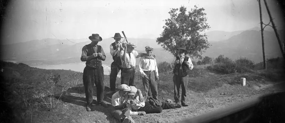 Corsican Inhabitants Pose at the Edge of a Road