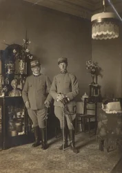 Portrait of Bruno de Pererelli in Uniform with a Soldier