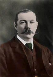 Portrait of Sir Arthur Conan Doyle, English writer, creator of the character of 
