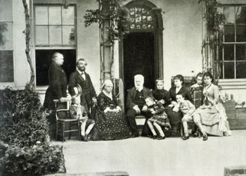 Portrait of Victor Hugo in exile in Guernsey in 1866 with Juliette Drouet
