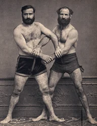 Portrait of the Marseille brothers in wrestler. Photography, late 19th century, Paris. Coll. Selva