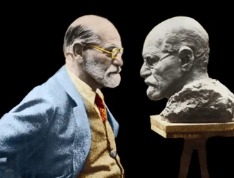Sigmund Freud Before His Bust by Onuma Nemon, 1931